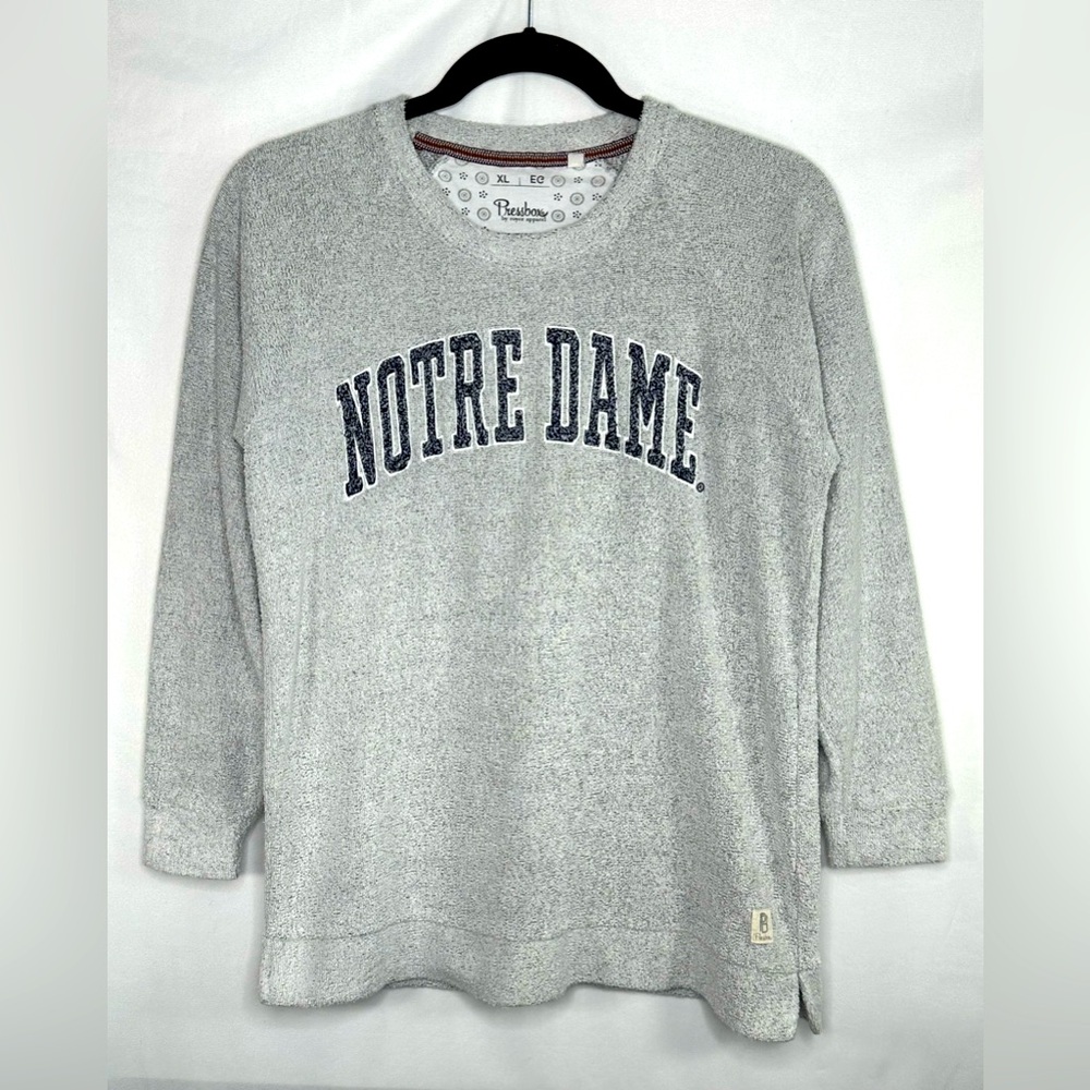 Notre Dame Gray Pressbox Sweatshirt Heather Gray Fighting Irish Raglan Sz XL‎